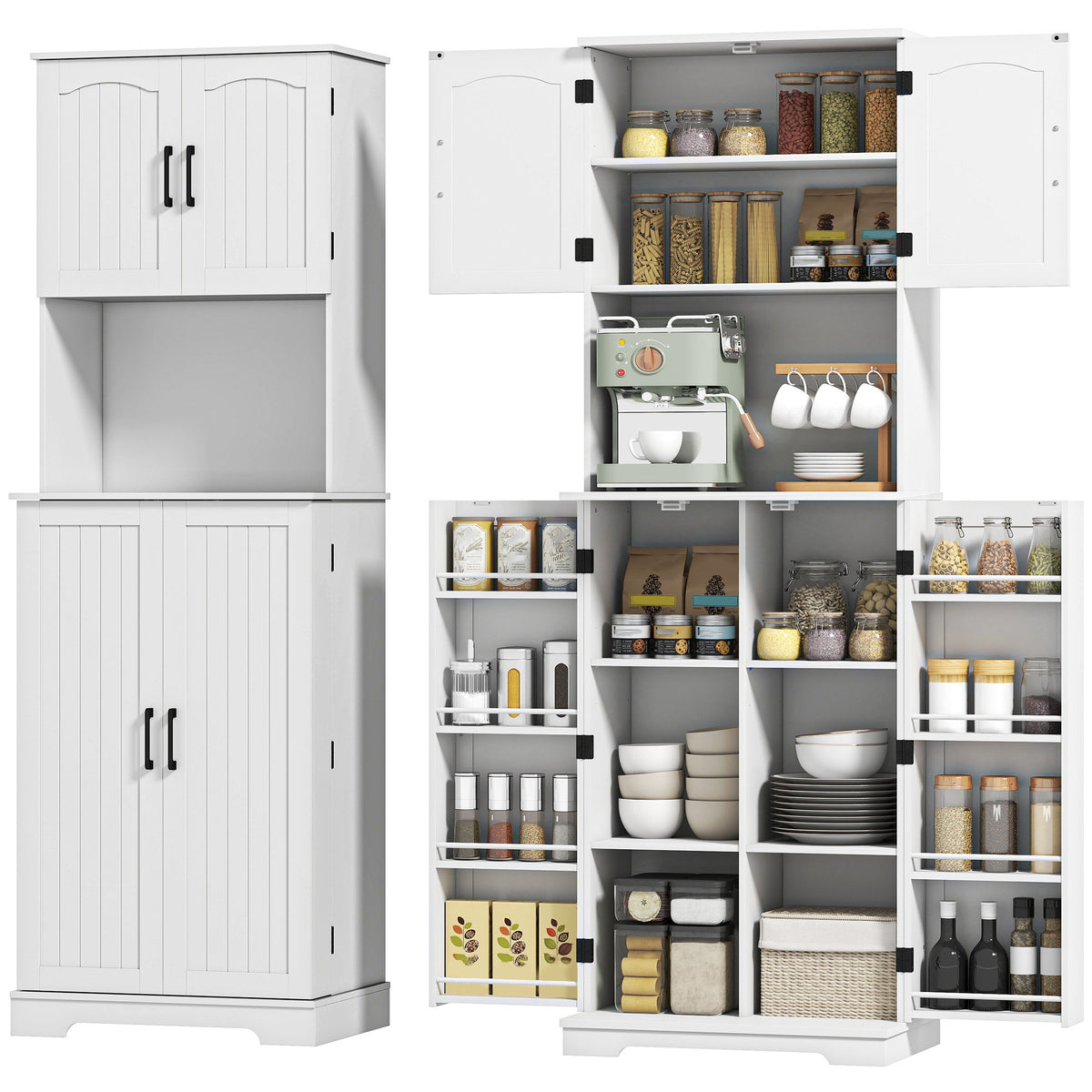 Tall farmhouse kitchen pantry storage cabinet 181.5 cm