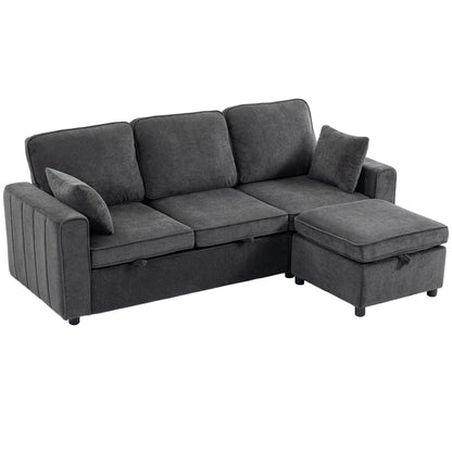 Modular Sectional Sofa Bed with Storage Ottoman
