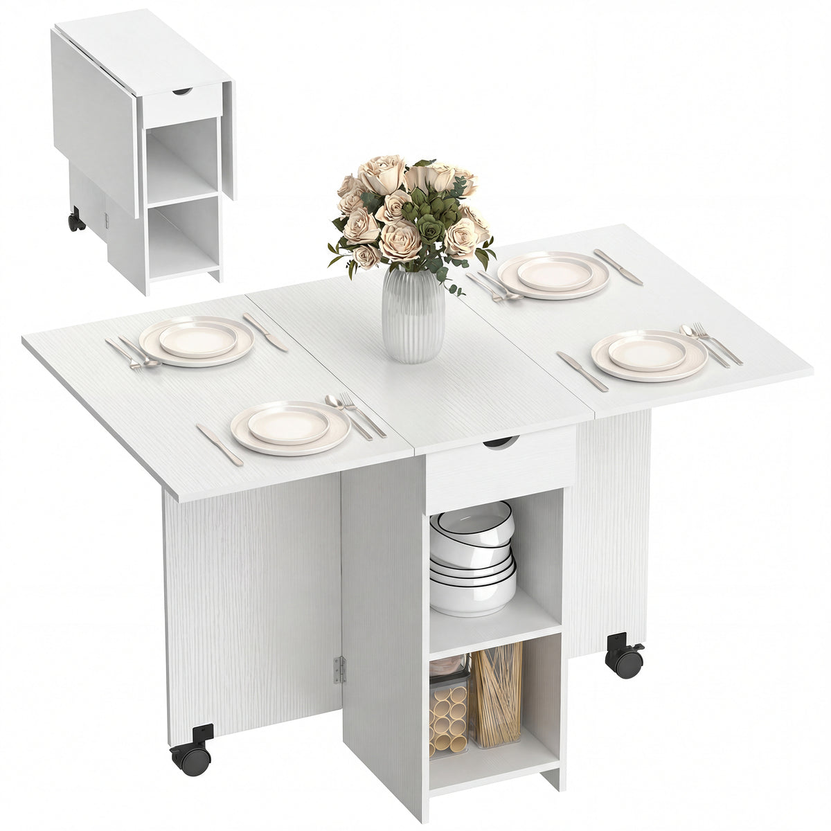 Folding Dining Table with Storage