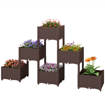 Jardinera elevada modular con depósito — gris