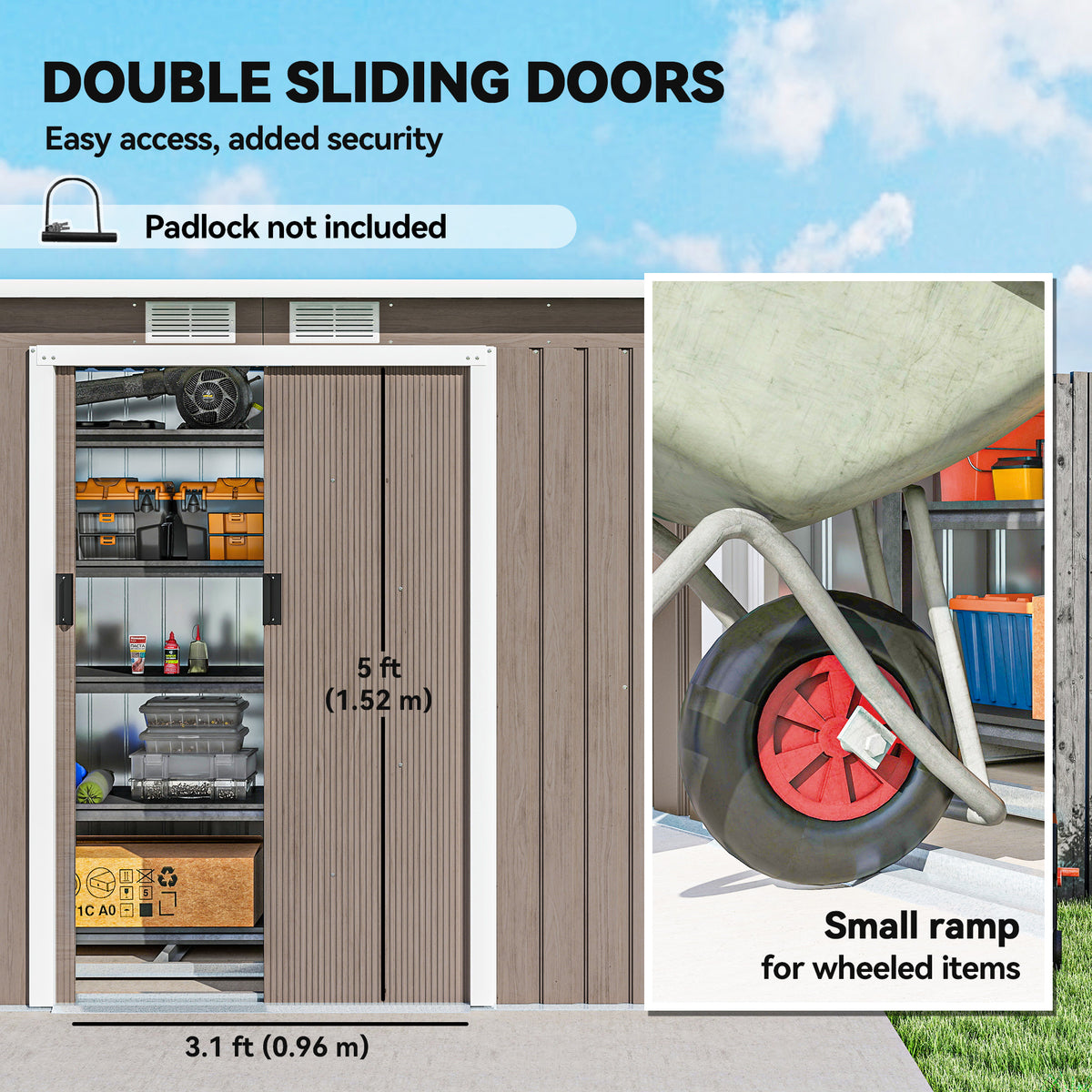 Galvanized Steel Garden Storage Shed with Foundation Kit