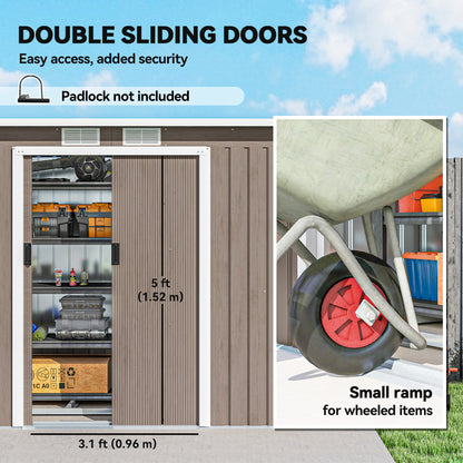 Galvanized Steel Garden Storage Shed with Foundation Kit