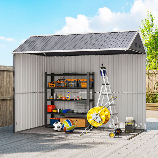 Metal garden shed 8.5' x 5.5' — gray
