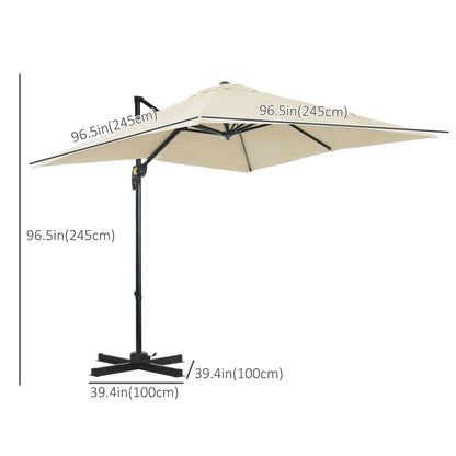 Sombrilla excentrada cuadrada de 245 cm con rotación de 360 grados