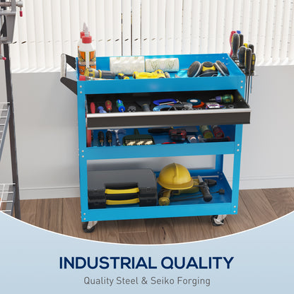 Rolling steel tool cart