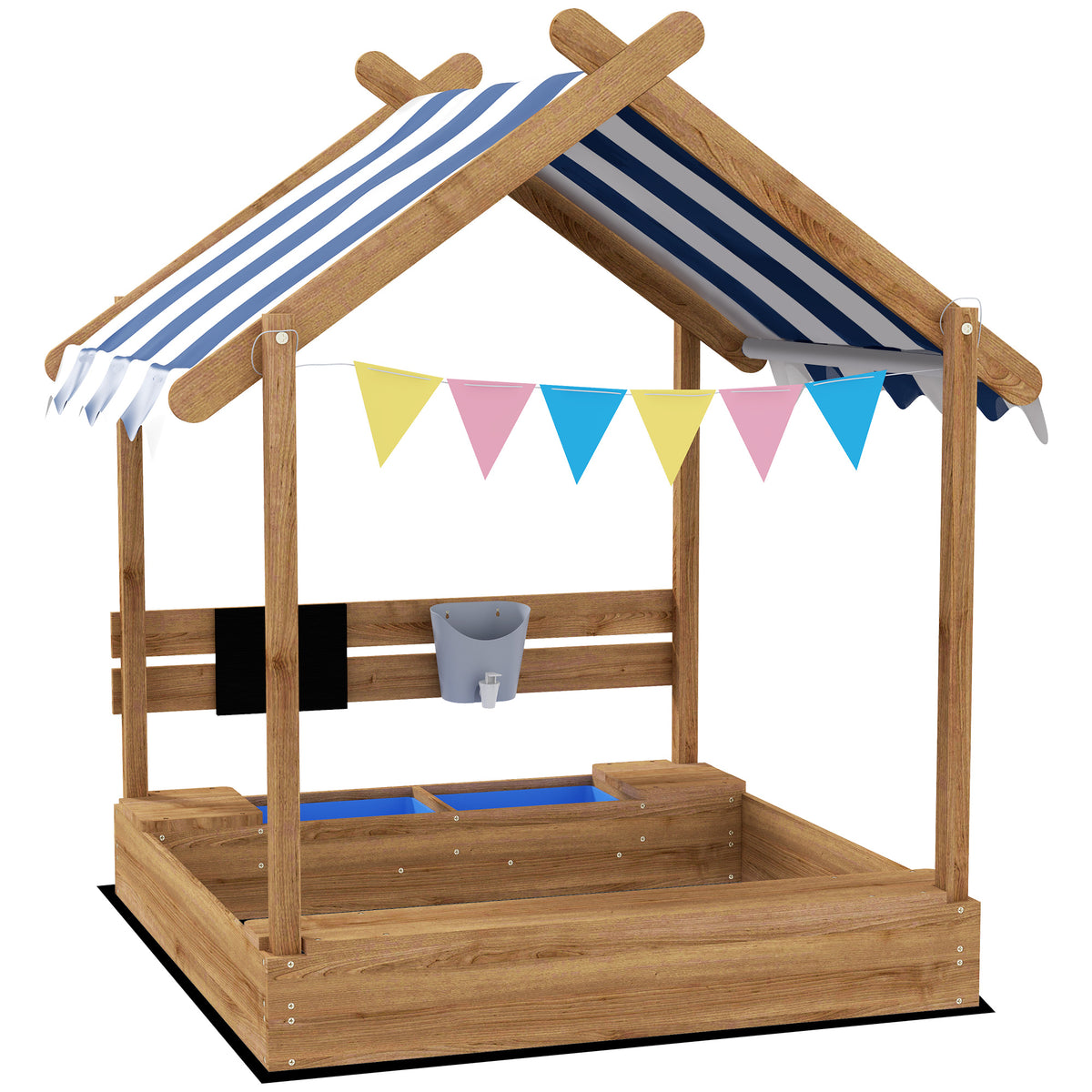 Caja de arena de madera con techo para niños