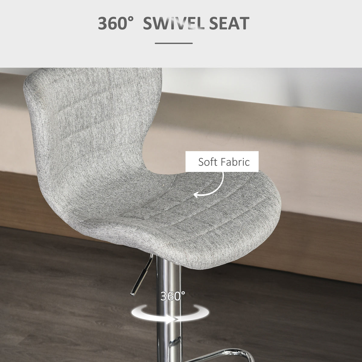 Set of 2 Counter Height Swivel Bar Stools Adjustable