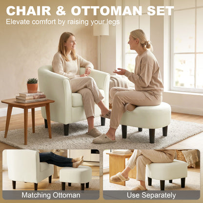Modern Accent Chair with Ottoman and Pocket Spring Cushion