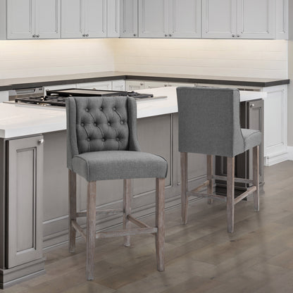 Set of 2 Button Tufted Bar Stools Counter Height