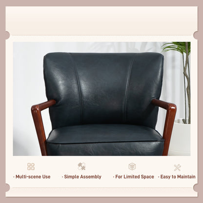 Sillón auxiliar moderno de cuero sintético con patas de madera