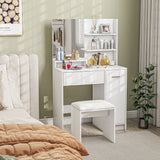 Vanity Set with Mirror and Stool