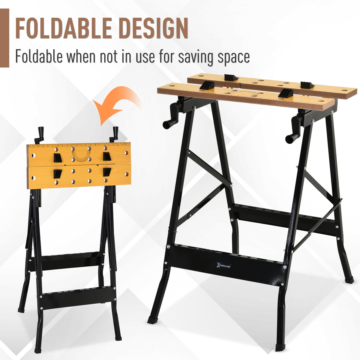 Foldable Work Bench 100 kg Capacity with 4 Adjustable Clamps