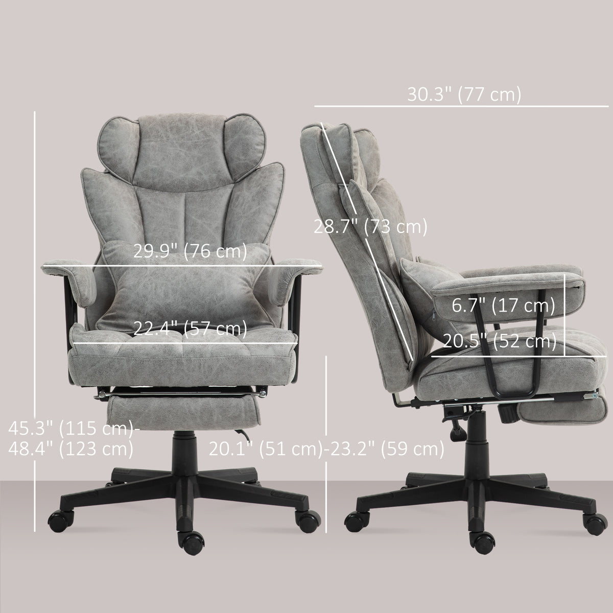 Silla de oficina ergonómica de gran tamaño con reposapiés