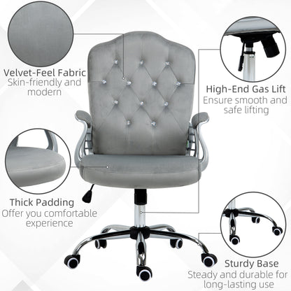 Office chair velvet tufted adjustable swivel task