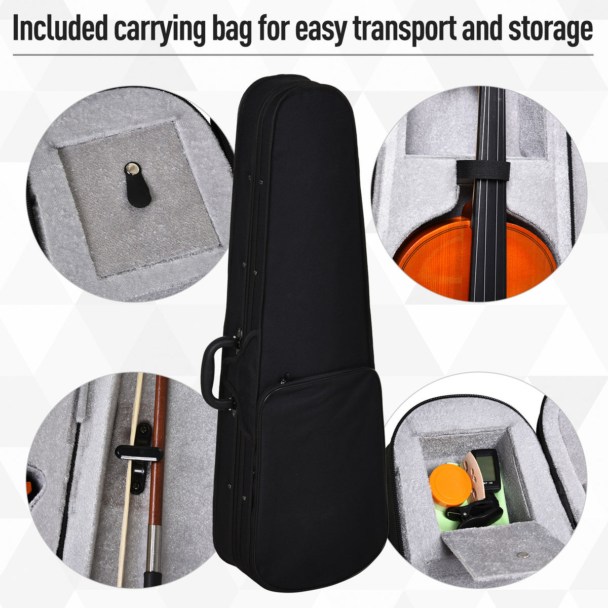 Acoustic 4/4 Full Size Violin Kit for Beginners