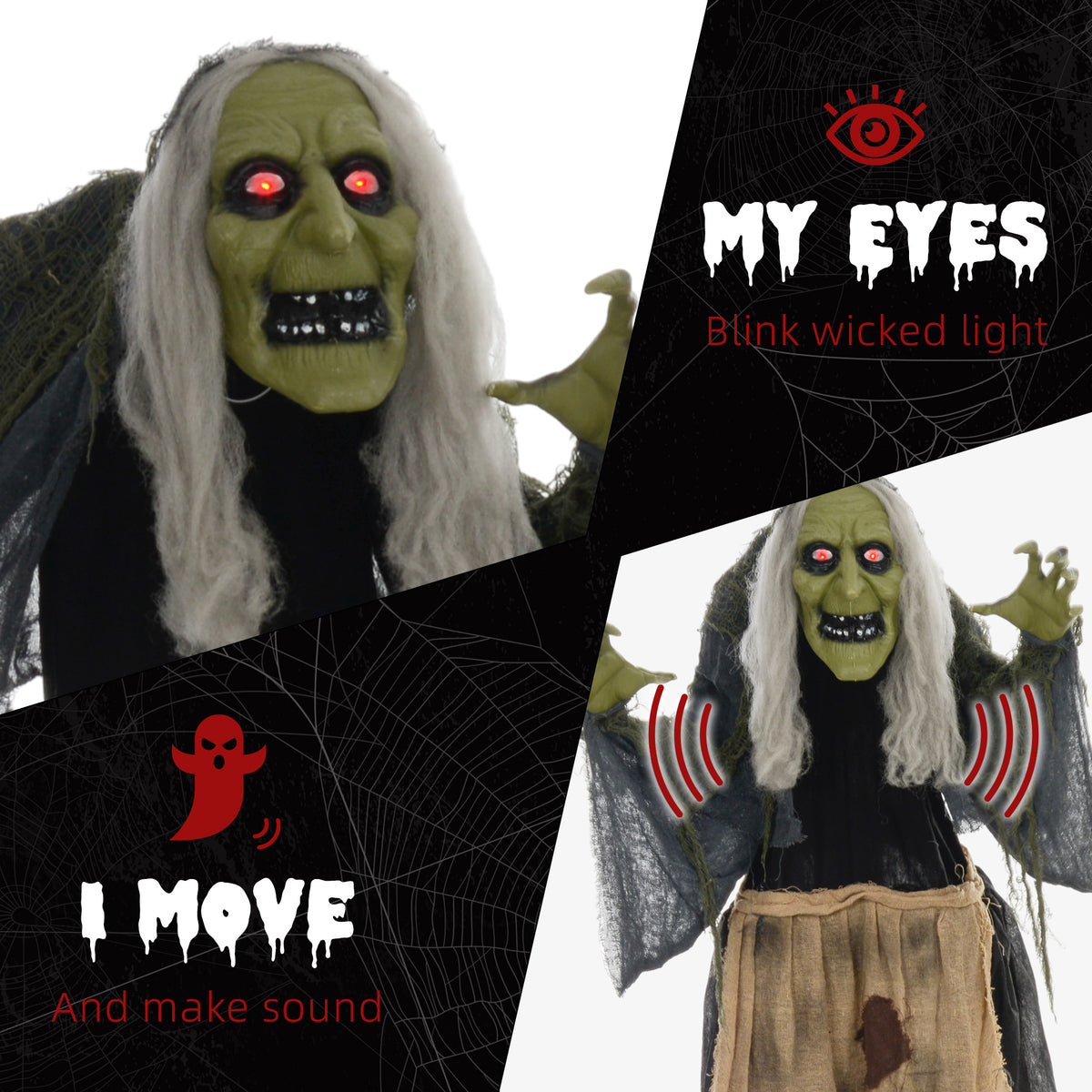 Animated Halloween Witch Decoration Sound Activated