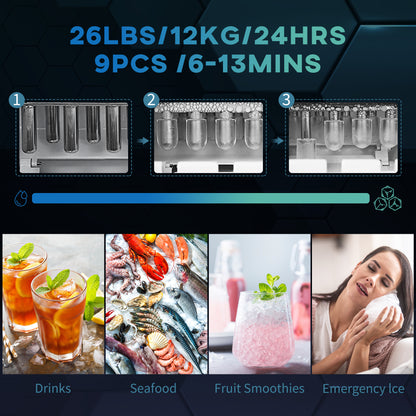 Portable Self-Cleaning Ice Maker 26 lbs/24 hrs