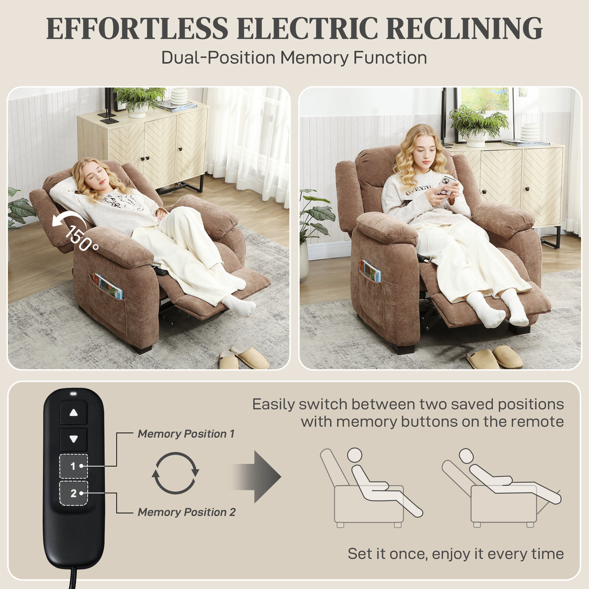 Power Massage Recliner Chair 150° Brushless Motor