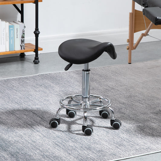 Ergonomic Adjustable Saddle Stool PU Leather