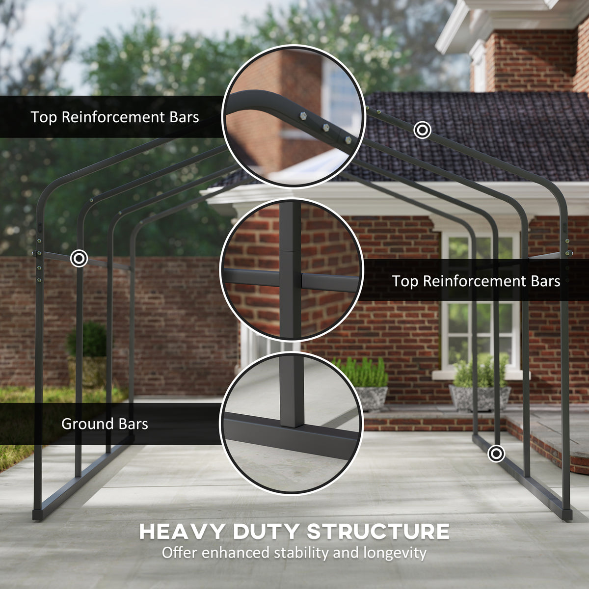 Heavy duty metal carport with removable sidewalls