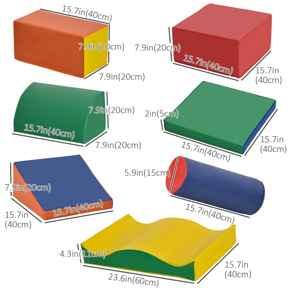 Modular Foam Climbing Play Blocks Set of 7 for Toddlers