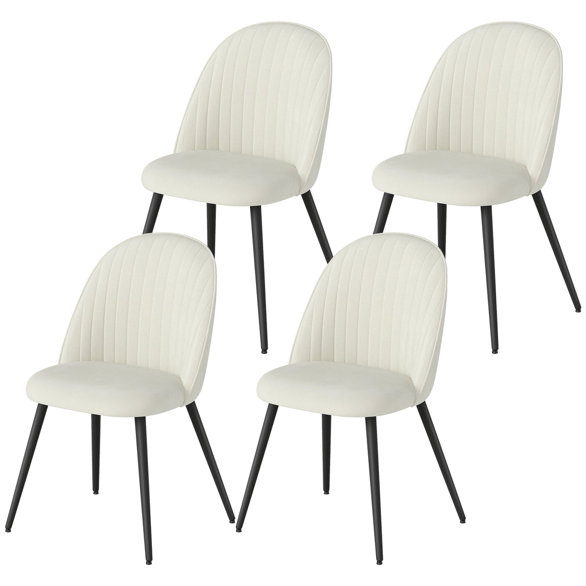 Set of 4 Modern Dining Chairs Velvet Upholstered