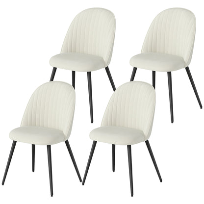 Set of 4 Modern Dining Chairs Velvet Upholstered