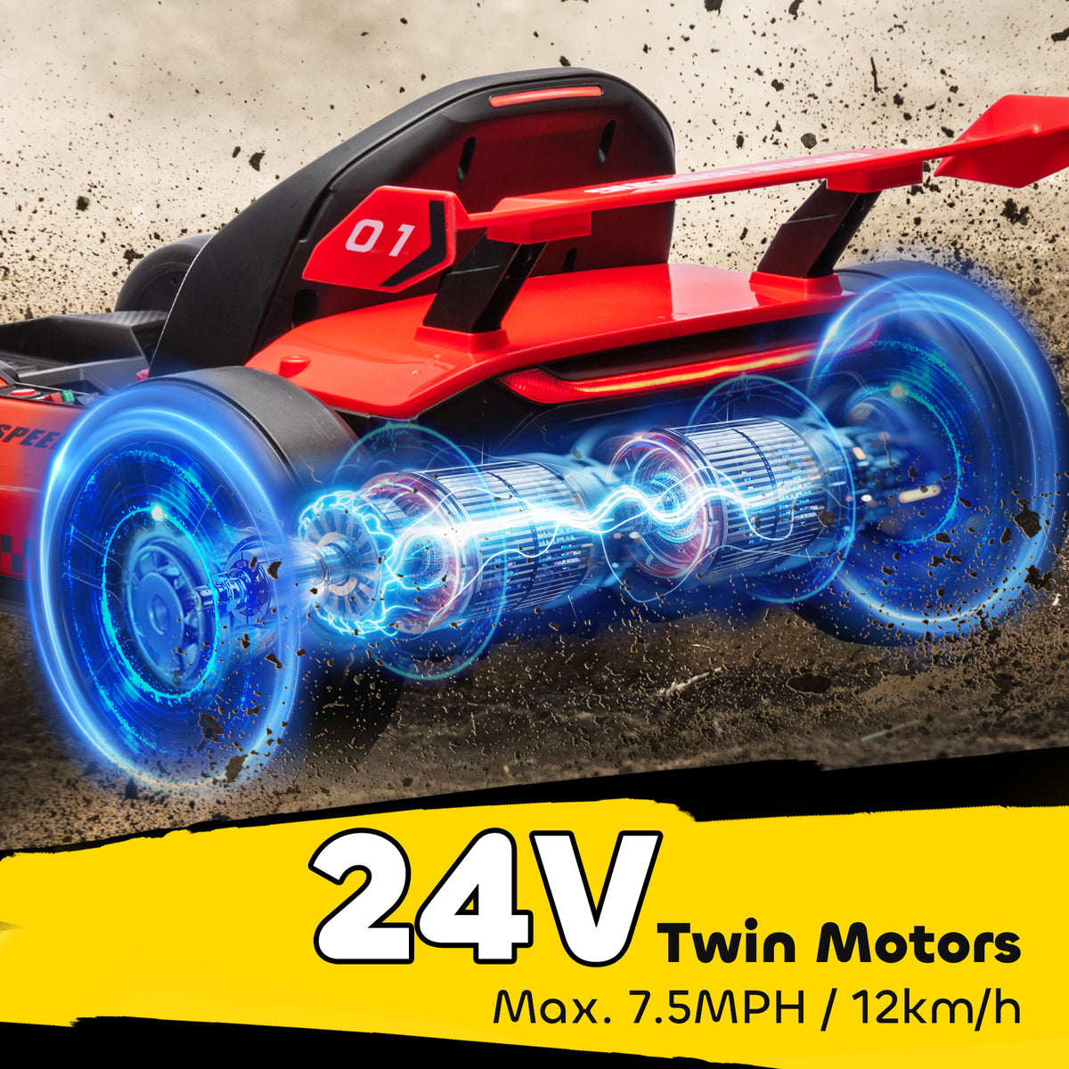 Electric Go Kart 24V Kids with Adjustable Seat