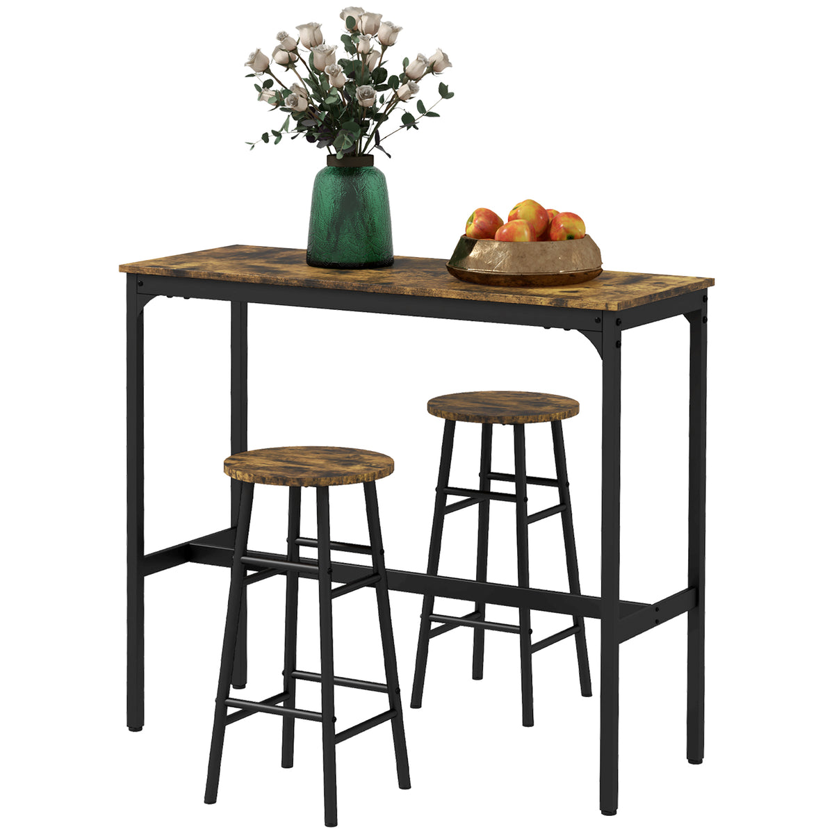 Conjunto de bar de 3 piezas: mesa alta y taburetes
