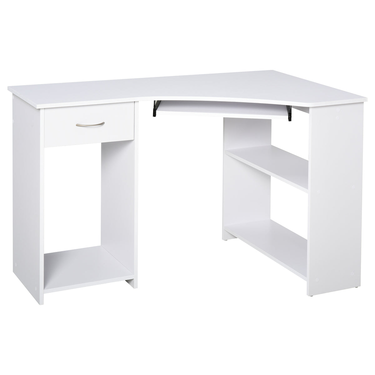 L-Shaped Desk with Drawer and Keyboard Tray