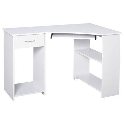 L-Shaped Desk with Drawer and Keyboard Tray