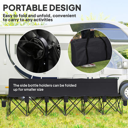 Folding chair 6 seat with cup holders and case