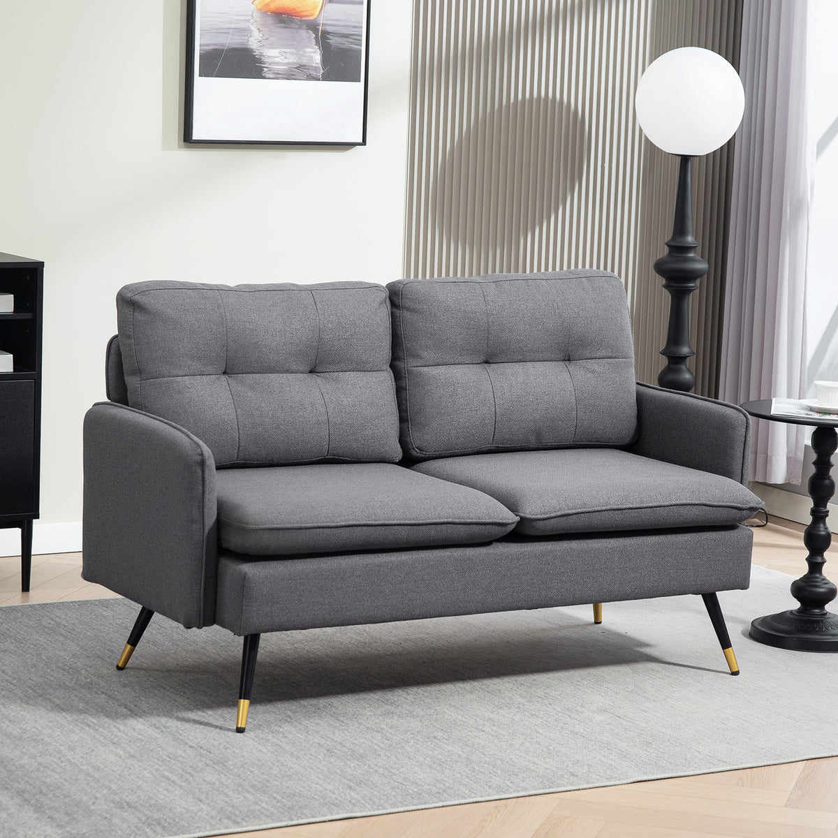 Loveseat Sofa Button Tufted Linen S Spring
