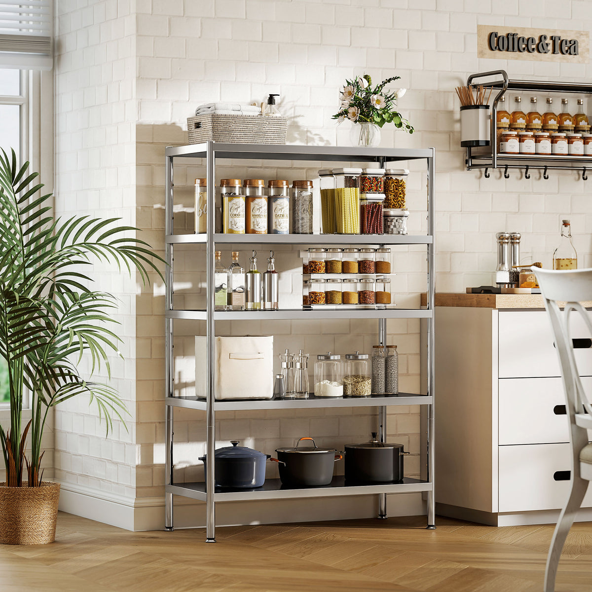 5-Tier Stainless Steel Kitchen Storage Bakers Rack