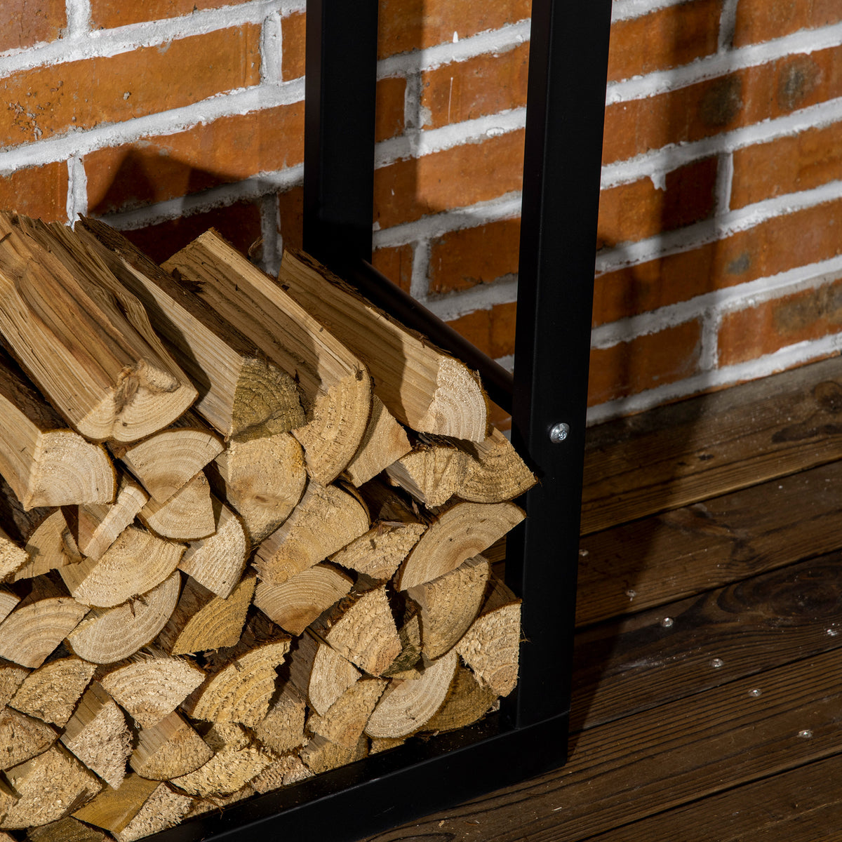 Leñero de acero robusto, capacidad de 100 kg