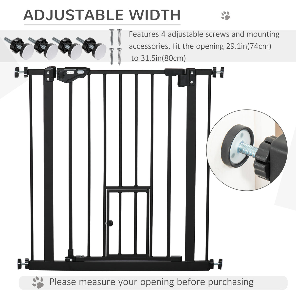 Retractable pet gate with cat door