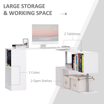Corner Desk 360° Rotating with 3-Tier Shelves