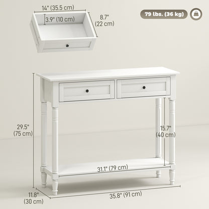 Entryway Console Table with 2 Drawers and Shelf