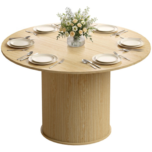 Round dining table fluted pedestal base