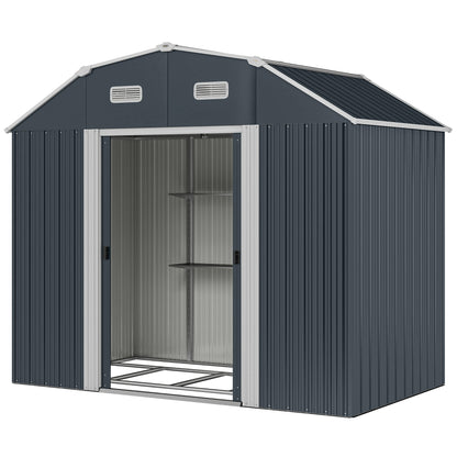 8 x 4 ft Garden Storage Shed Galvanized Steel Sliding Doors