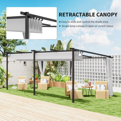 Retractable Metal Pergola with Side Curtains