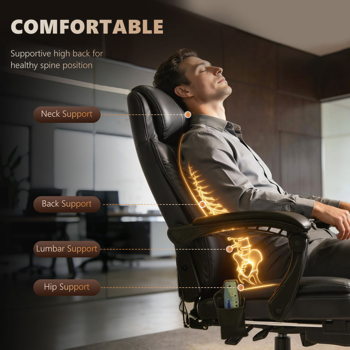Silla de oficina de masaje reclinable con reposapiés