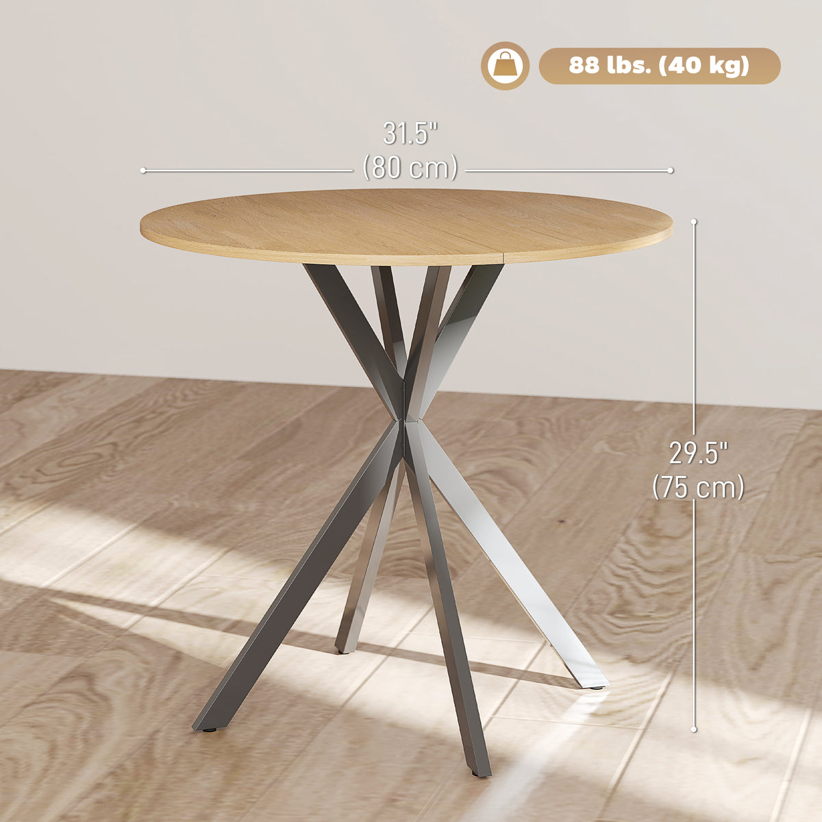 Mesa redonda industrial compacta 80 cm