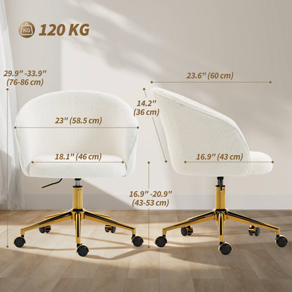 Silla de oficina giratoria y ajustable de felpa teddy