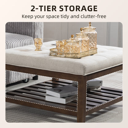 Tufted storage ottoman coffee table