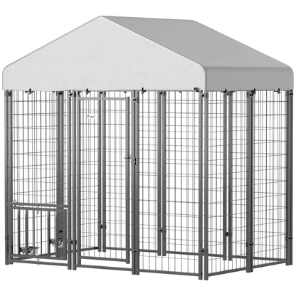Caseta exterior de metal con techo impermeable