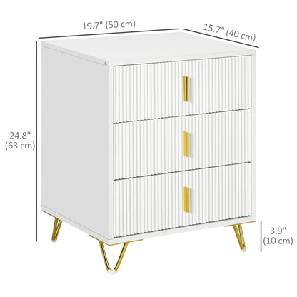 3-drawer storage chest cabinet with metal legs