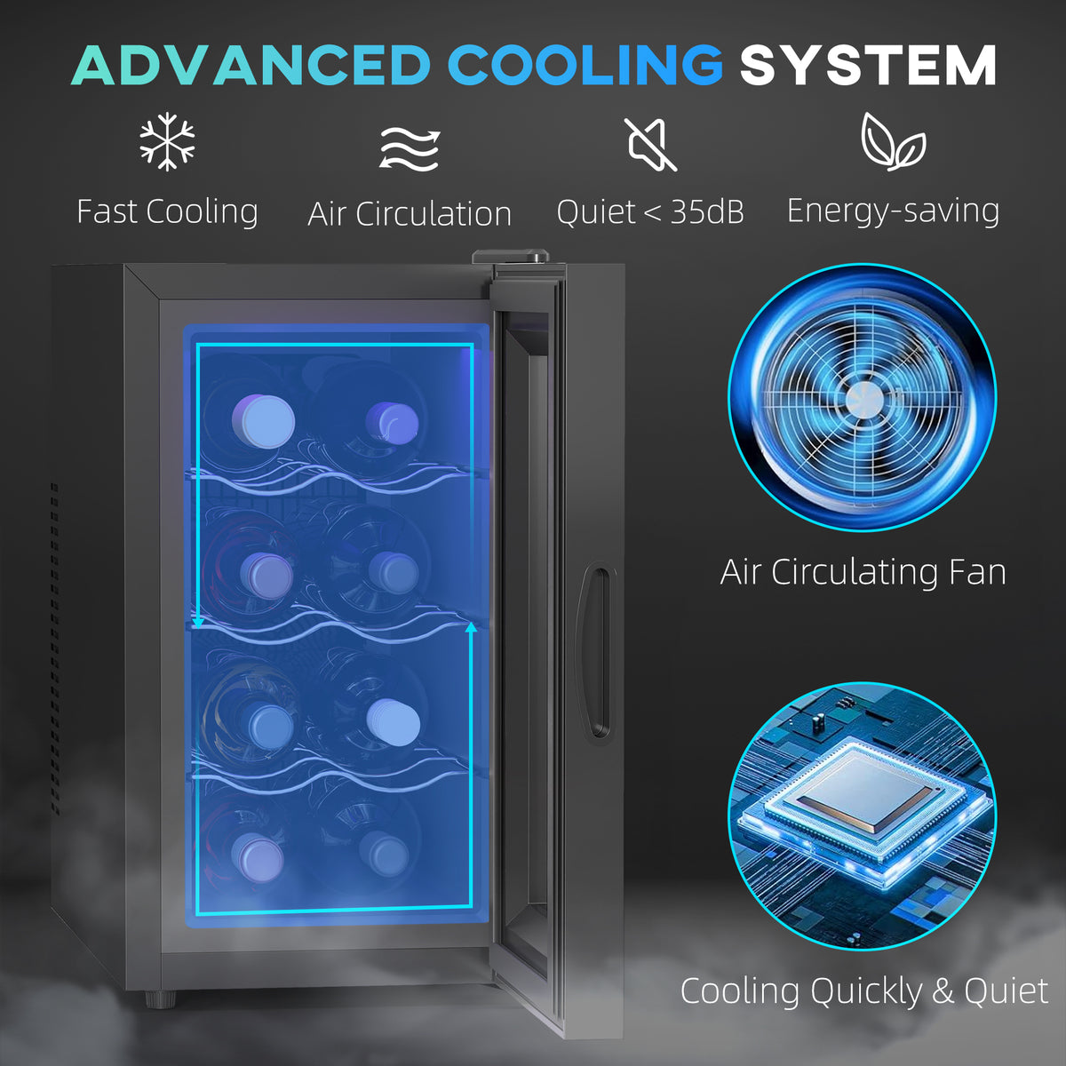 Compact 8 Bottle Wine Cooler Refrigerator