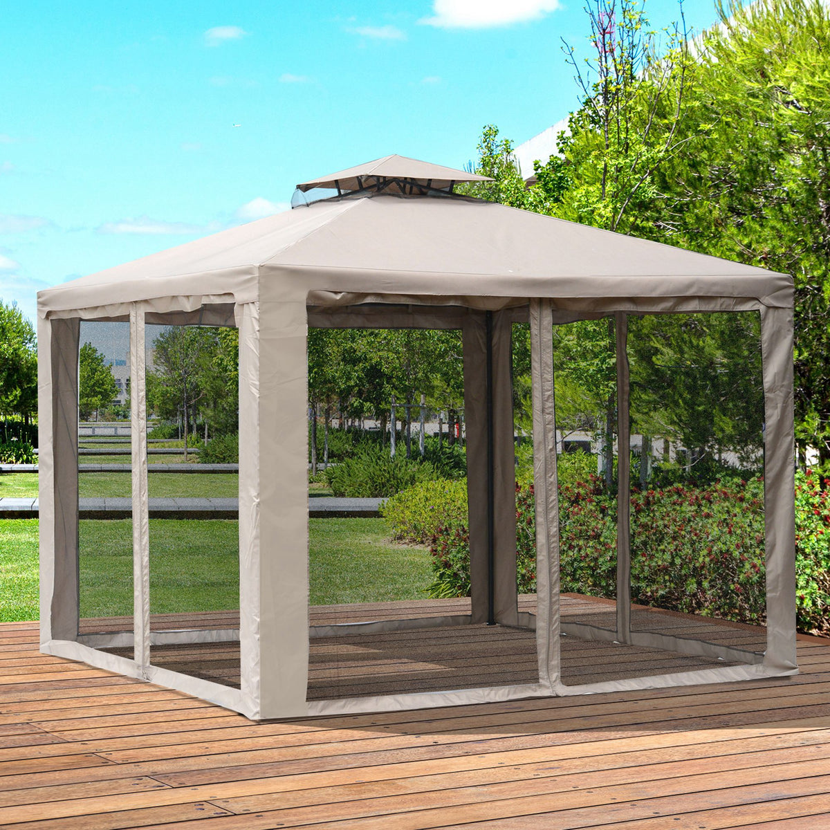 Gazebo de Patio 10x10 Pies Techo Doble