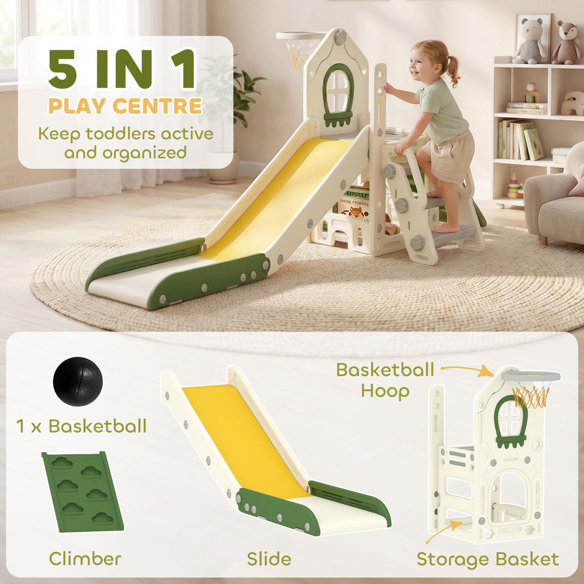 5-in-1 Toddler Slide Play Center
